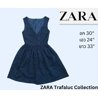 ZARA TRAFALUC by Zara Women เดรสสีดำตัวสั้นคอลึกเซ็กซี่มาก ไซส์ XS