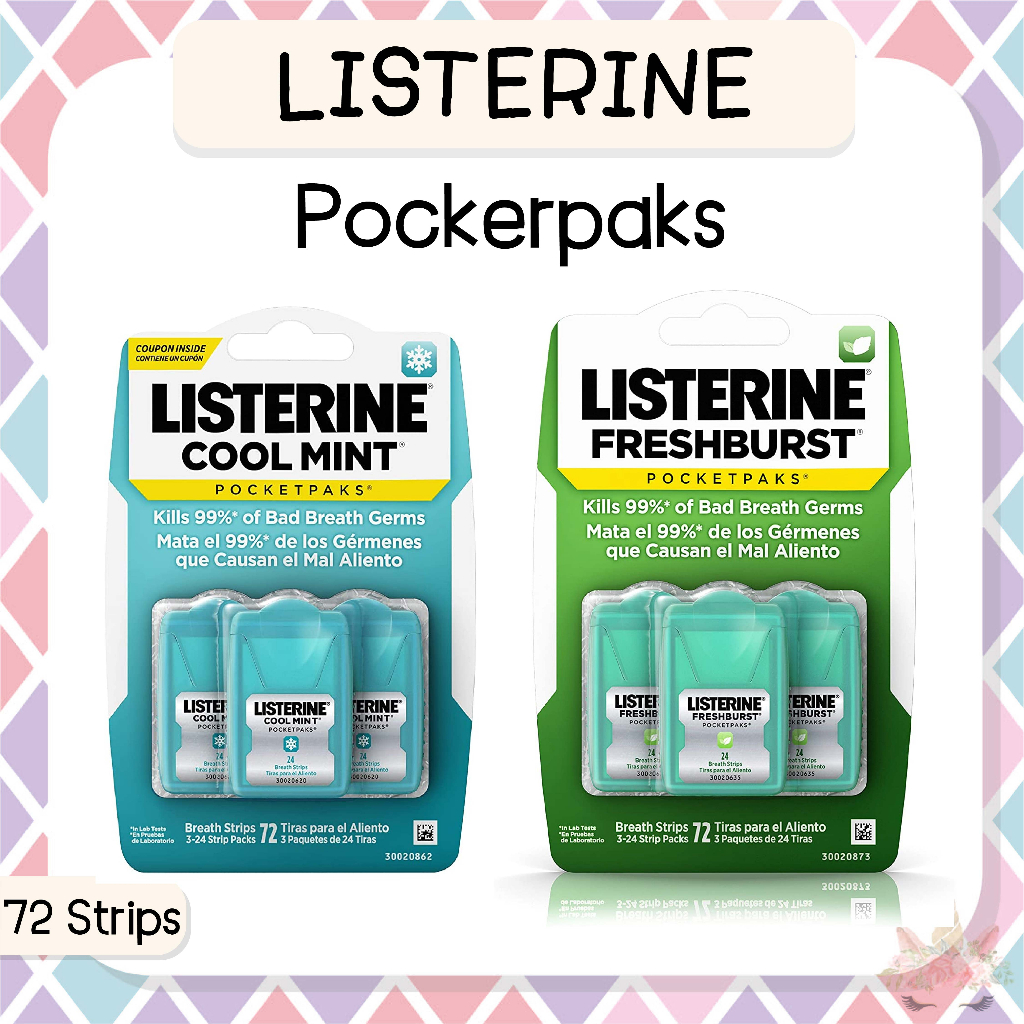 *พร้อมส่ง/ของแท้‼️* Listerine Cool Mint PocketPaks Portable Breath Strips for Bad Breath ระงับกลิ่นป