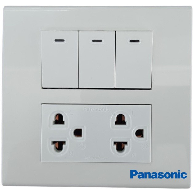 PANASONIC ครบชุด4x4 ชุดปลั๊กกราวด์2ที่ สวิทช์2ตัว มือ 1 พร้อมส่ง