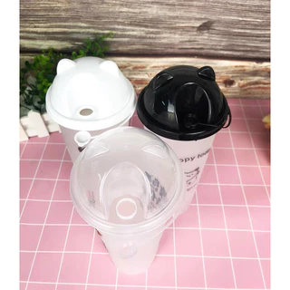 【1เเถว25ใบ】เเก้วPPเนื้อเเข็ง 【ทรงU】 ปาก90mm พร้อมฝา 16 22 ออนซ์ พิมพ์โลโก้