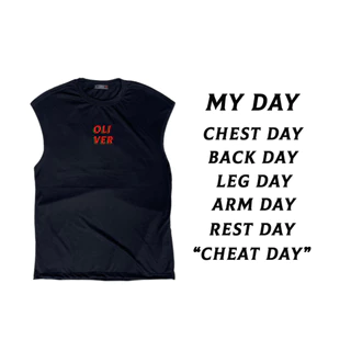 OLIVER MUSCLE เสื้อแขนกุดทรงเกาหลีลาย My Day