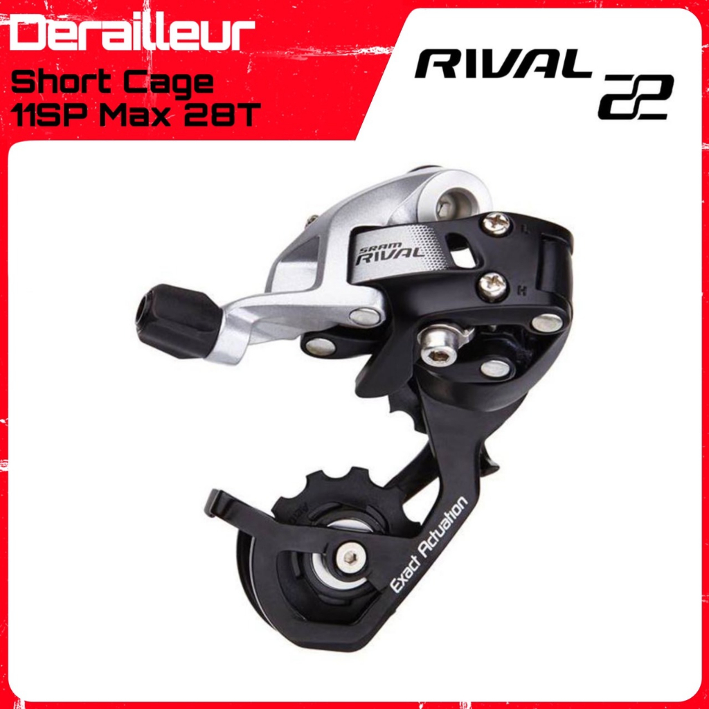 ตีนผีขาสั้น SRAM Rival 22 Rear Derailleur - 11 Speed Short Cage Black/Silver จักรยาน11สปีด ของแท้100