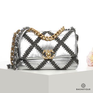 CHANEL FLAP 19 26 SILVER METALLIC LIMITEAD BLACK LAMB SGHW