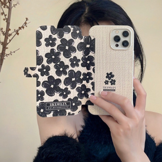 เคส สำหรับ ไอโฟน เคสซิลิโคน สินค้าพร้อมส่งจากไทย สำหรับ Iphone 14 13 12 11 Pro max เคสพับดอกไม้ดำ TPU-R1816