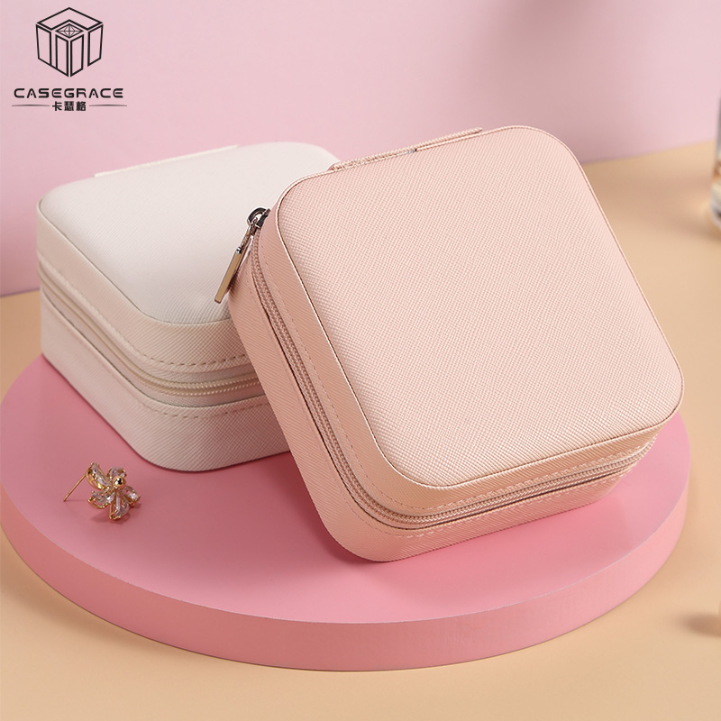 กล่องเครื่องประดับ หนัง PU ผ้ากำมะหยี่ สำหรับใส่ต่างหู สร้อยคอ แบบพกพา สำหรับใส่ต่างหูสร้อยคอ