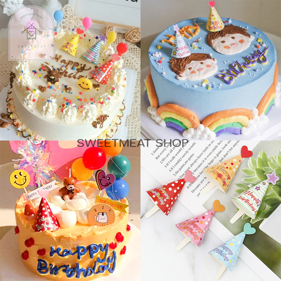 หมวกมินิแต่งเค้ก แต่งเค้ก วันเกิดคละสี แต่งเค้ก 795 1224