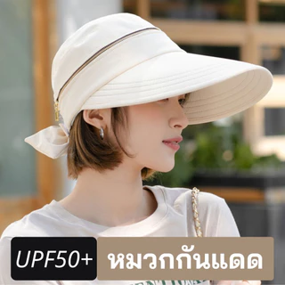 หมวกกันยูวี แคดดี้ปีกกว้าง ซิปทอง ใส่ครึ่งใบได้ UV Protection Hat ปรับรอบหมวกได้ ปีกกว้าง 13 CM