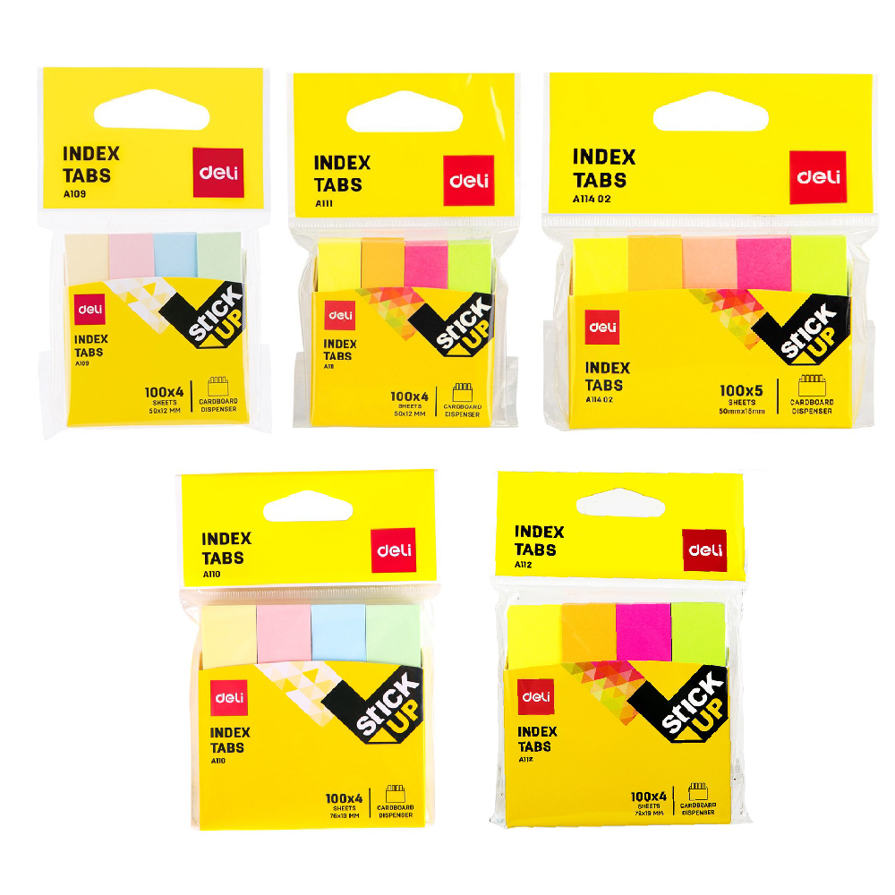 Deli Index Sticker กระดาษโน้ตมีกาวในตัว แถบคั่นหน้า กระดาษโน้ตกาว สีสะท้อนแสง / สีพาสเทล