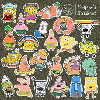 ʕ •ᴥ•ʔ ✿ พร้อมส่ง : เข็มกลัดเซ็ทแพทริคสตาร์และสพันจ์บ็อบ | Patrick Star &amp; Sponge Bob Enamel Brooch Pin Set