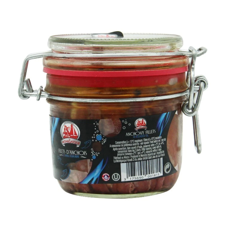 Anchovies In Balance Oil 250 g.LA MONEGASQUE ปลาแองโชวี่ในน้ำมันมะกอกเอ็กตร้าเวอร์จิ้นผสมน้ำมันดอกทานตะวัน 250 กรัม
