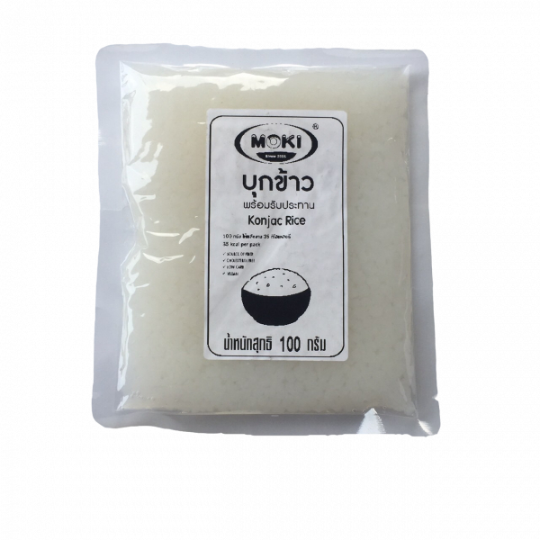 MOKI บุกรูปข้าวรีทอร์ท 100 กรัม (FK0129-1) บุกข้าว ข้าวบุกคีโต บุกเพื่อสุขภาพ คีโต ไม่มีแป้ง Konjac Rice