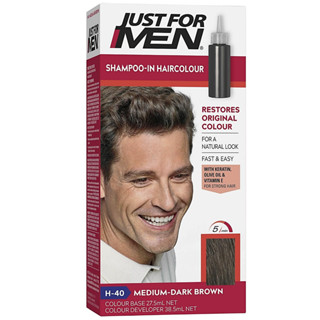 Just For Men Shampoo In Haircolor Medium Dark Brown H-40 แชมพูเปลี่ยนสีผมสำหรับผู้ชายสูตรพิเศษสินค้านำเข้าจากออสเตรเลีย