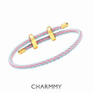 CHARMMY Cable Stainless Slidelock Bracelet &amp; Lucky Ball สร้อยข้อมือลายถัก พร้อมอุปกรณ์ตกแต่ง