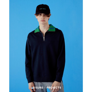 (LEISURE PROJECTS)  LEISURE CREST QUARTER PULLOVER เสื้อ Pullover ผ้า Cotton frech terry ดีเทลคอรูปซิป เเละ ปกทอ