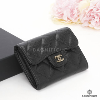 CHANEL CARD HOLDER SHORT BLACK CAVIAR GHW