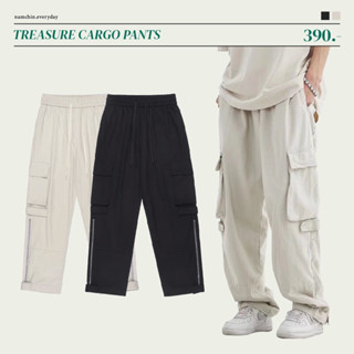 TREASURE CARGO PANTS กางเกงคาร์โก้เอวสม็อค Y2K สไตล์เมกัน