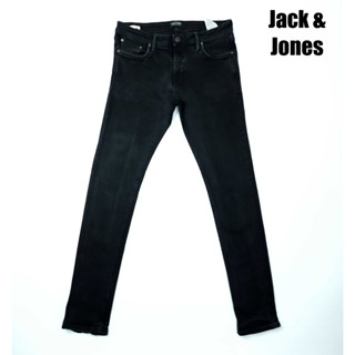 ยีนส์ Jack &amp; Jones เอว 33-34 สีดำฟอก ผ้านุ่มยืดเด้ง ขาเดฟ