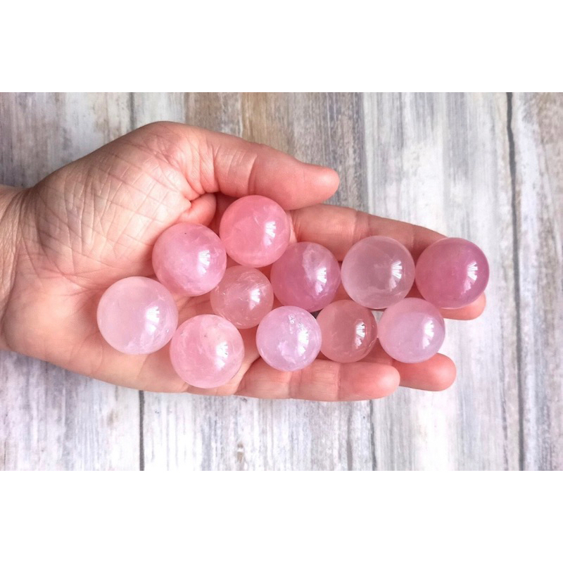 1 Piece Small Rose Quartz Sphere, 1-2 cm Rose Quartz Crystal Ball Sphere,  Pink Rose Quartz Sphere , Rose Quartz Gift - รูปที่ 2