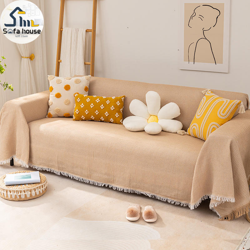 ผ้าคลุมโซฟา ผ้าฝ้ายทอมือ🍑180*340ซม. cotton blanket ตกแต่งห้อง ตกแต่งบ้าน มี 8 สี