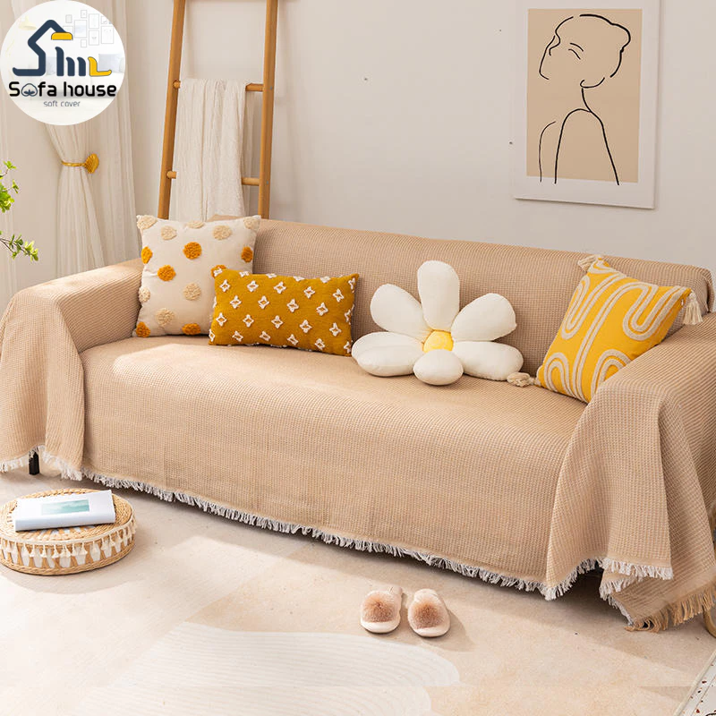 ผ้าคลุมโซฟา ผ้าฝ้ายทอมือ🍑180*340ซม. cotton blanket ตกแต่งห้อง ตกแต่งบ้าน มี 8 สี