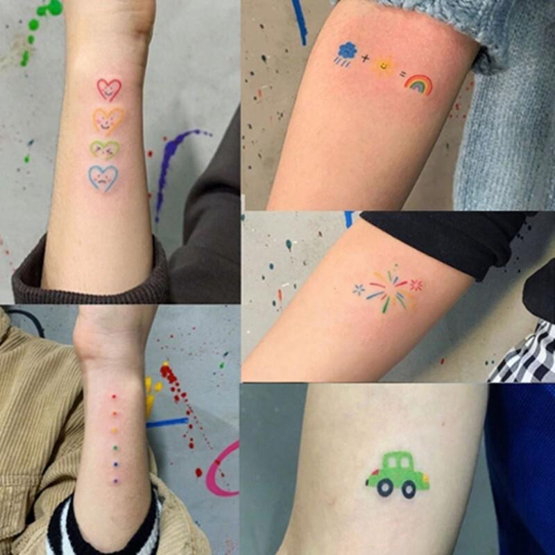 ✅พร้อมส่ง✅ แทททูมินิมอล เเทททู Tattoo สติ๊กเกอร์ ติดร่างกาย แบบสุ่มลาย 1 เเผ่น/2บาท ยิ่งซื้อยิ่งลด ลายน่ารัก (เเบบสุ่ม)