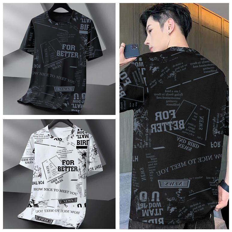 TS MEN เสื้อยืดคอกลมแขนสั้น เสื้อยืดผู้ชาย ลายเท่ๆ(มี2สี)รุ่น T70
