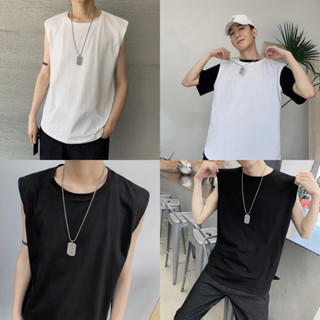 (SALE) พร้อมส่งเสื้อยืดแขนกุด สีพื้น สไตล์เกาหลี เนื้อpolyผสมคอตตอน ผ้านิ่มใส่สบาย B6