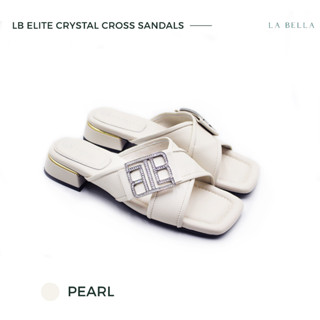 LA BELLA รุ่น LB ELITE  CRYSTAL CROSS SANDALS - PEARL