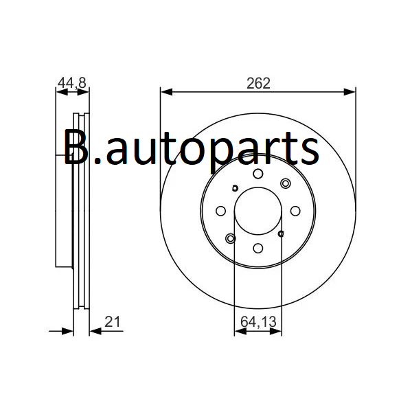 จานเบรคหน้า HONDA CIVIC ตาโต EJ EK 1996-2000 DIMENSION 1.7 2001-2005 MOBILIO FREED 262MM /คู่
