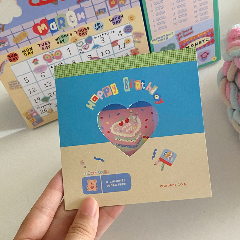 happy birthday folded card 🍰 การ์ดวันเกิดแบบพับ น่ารักมาก ออกแบบโดย soqstuff