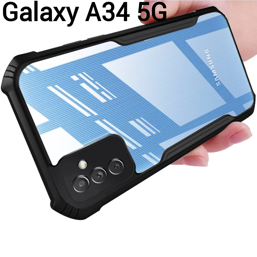 Galaxy A25 5G/A35 5G/S23 FE/A15/A05/A05S/M14 5G/M34 5GเคสกันกระแทกขอบสีหลังใสSamsung A24/A14 5G/4G/A34 5G/A54 5G/A04E