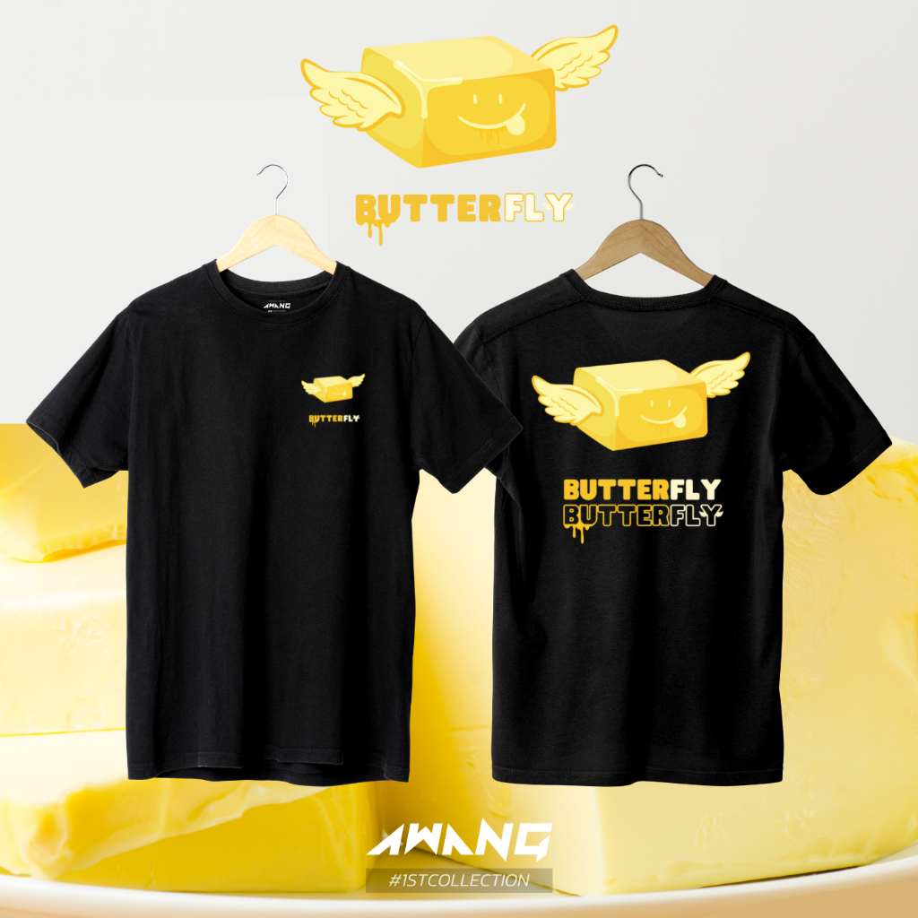 🔥โปรส่งฟรี💯%🔥 AWANG เสื้อยืด Premium Cotton 100% รุ่น Butterfly is Real (เนยบิน)🧀ลายสุดคูล ไม่ซ้ำใคร! ขาว/ดำ Unisex S-XL
