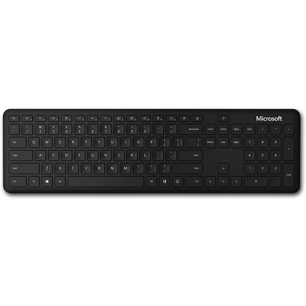 Microsoft Bluetooth Keyboard คีย์บอร์ดสีดำ ปุ่มเตี้ย ให้ฟิลลิ่งเหมือนบนโน๊ตบุ๊ค / ประกัน 3 ปี (QSZ-00027)