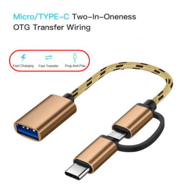 สายเครื่องปริ้นท์สำหรับ ผ่านมือถือสายเคเบิล 2 in 1 Type-C + Micro USB OTG Adapter USB Male To USB 3.0