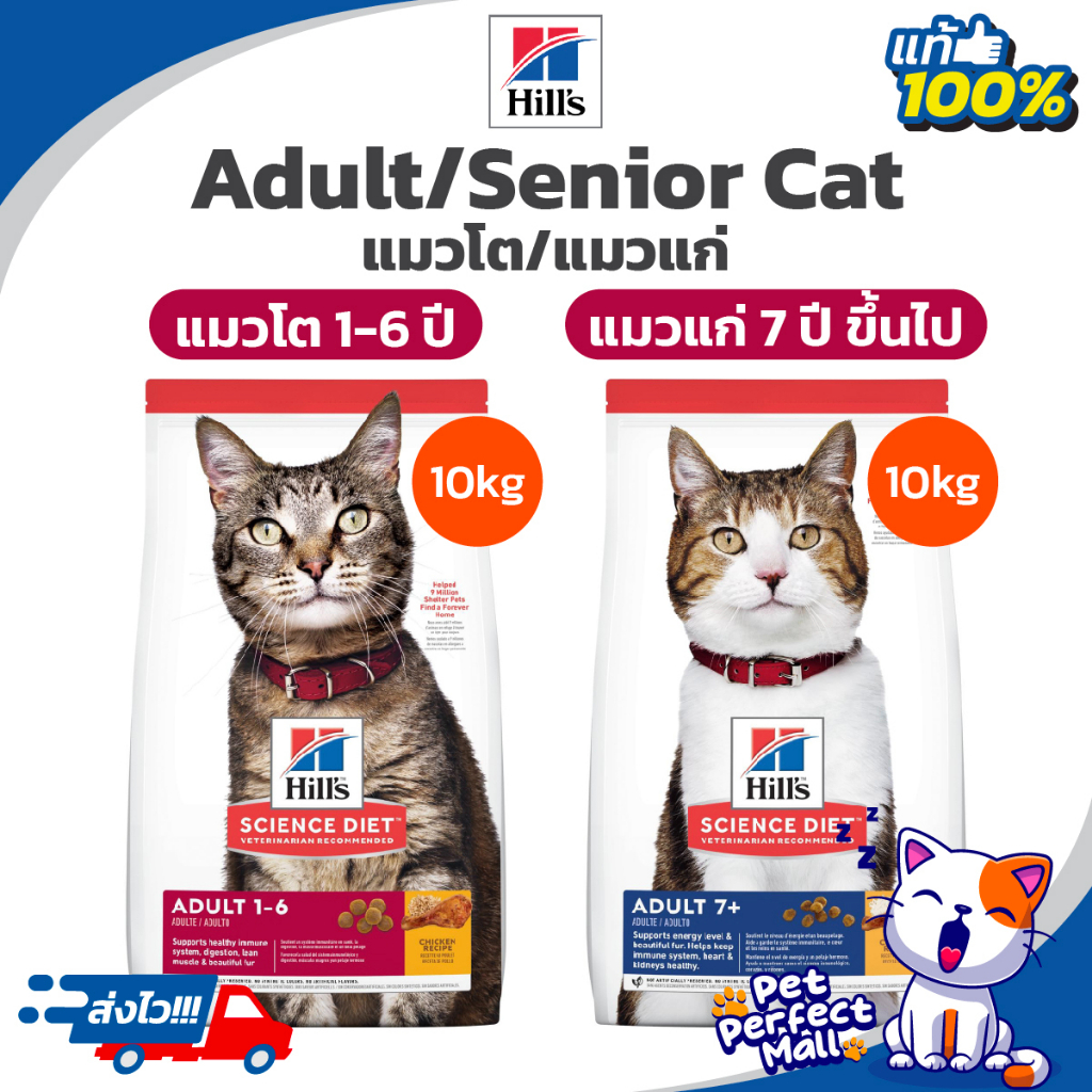 Hill’s Adult 1-6 10kg ฮิลส์ อาหารแมวโต Adult 7+ 10kg อาหารแมวแก่ – โปรปัง