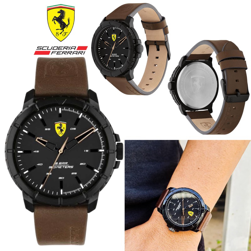 ✨พร้อมส่ง✨ นาฬิกา Ferrari พร้อมป้าย/กล่อง ของแท้ 100% หน้าปัด 45mm (ไม่วัดรวมเม็ดมะยม)สายยาว 22cm