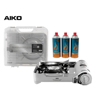 AIKO AK-88 สีเงิน + GC-1000 เตาแก๊สปิคนิคอลูมิเนียม เซฟตี้ดีไวส 3.5KW+AIKO สามกระป๋อง พร้อมกระเป๋า  ***รับประกัน 1 ปี