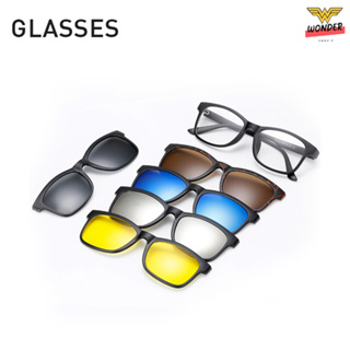 มีเก็บปลายทาง แว่น 5in1 แว่นตาคลิปออน เปลี่ยนเลนส์ได้ กันแดด ตัดแสงสะท้อน แว่นตา แว่นกันแดด แฟชั่น 5 เลนส์