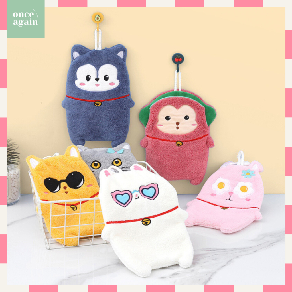 พร้อมส่ง H2201 ผ้าเช็ดมือน่ารัก ผ้าขนหนูเช็ดมือ ผ้าเช็ดมือตัวการ์ตูน smiley