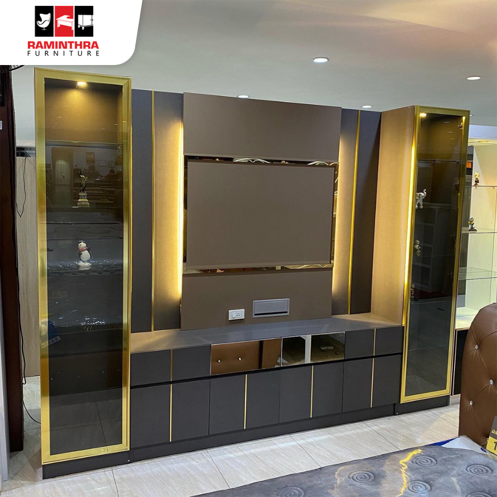 ตู้โชว์วางทีวี 3 เมตร รุ่น-บราโด้ มี 2 สีให้เลือก วางทีวีได้สูงสุด75นิ้ว