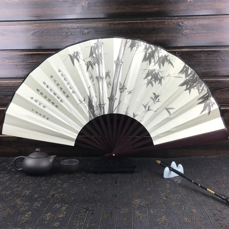 พร้อมส่งในไทย _พัดพับด้ามไม้ พัด Hanfu พัดบัณฑิต พัดคุณชาย พัดจอมยุทธ์