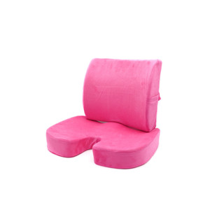 Chair cushion หุ้มผ้ากำมะหยี่ ชุดเบาะรองนั่ง เบาะรองหลัง เพื่อสุขภาพ ลดแรงกดทับ สีชมพู ST211018FU