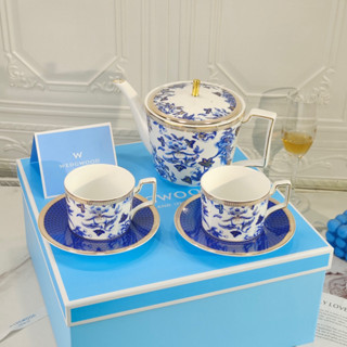 Wedgwood Hibiscus European-style bone porcelain teapot high-end exquisite coffee cup dish gift box set