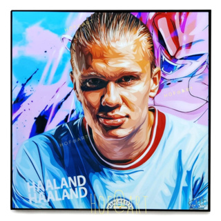 Erling Haaland เออร์ลิง ฮาแลนด์ รูปภาพ​ติด​ผนัง​ pop art นักฟุตบอล​ Football กรอบรูป​ แต่งบ้าน ของขวัญ