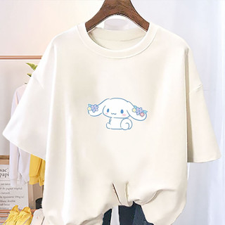 สุนัขหูใหญ่ Cinnamoroll น่ารัก แฟชั่นเสื้อผ้าเสื้อยืดผู้หญิง