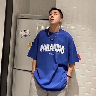 PX เสื้อยืดแขนสั้น คอกลม เสื้อลำลองผู้ชาย สไตล์สตรีท ลายพิมพ์ PARADIO สุดเท่ เสื้อยืดแขนสั้น