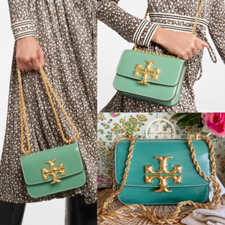 🎀 (สด-ผ่อน) กระเป๋าสีสีเขียว 7.5 นิ้ว งาน Shop 146690 TORY BURCH ELEANOR SPAZZOLATO SMALL CONVERTIBLE SHOULDER BAG