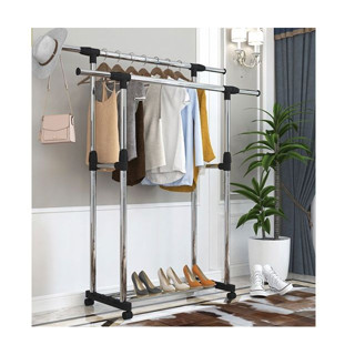 Clothes Rack ราวแขวนผ้าสแตนเลส มีชั้นวาง 1ชั้น 80x42x155cm RT181120-5