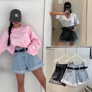 NEW•GARDEN DENIM💙🖤(490฿ฟรีส่ง) กางเกงยีนส์ขาสั้น ผ้าเนื้อดีมากก ทรงน่ารักมาก มาพร้อมเข็มขัดให้ครบๆ thouse