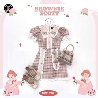 🐻🤎🤍🌸ชุดเซ็ทลายสก๊อต BLT BRAND Brownie Scott Set 2 ชิ้น ไซส์ L ป้ายห้อย น่ารักมากกก😍🌸🤍🤎🐻